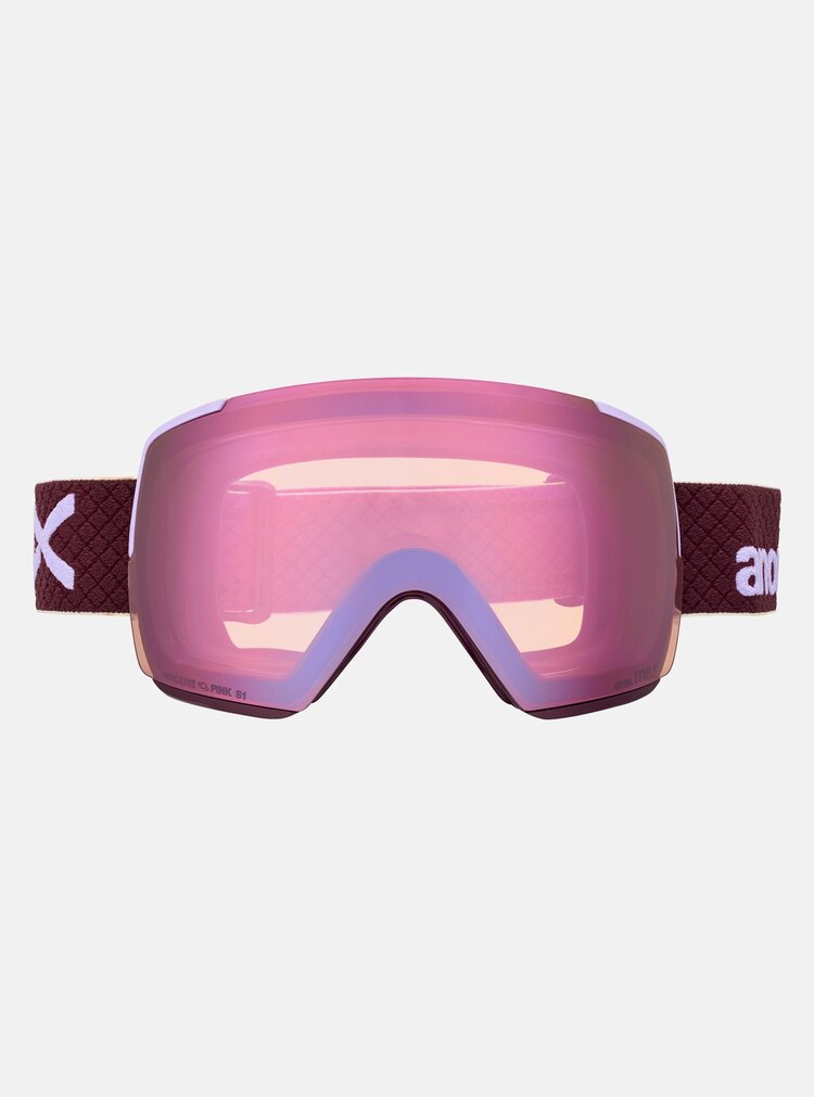Anon Anon M5S Goggles Cylindrical Bonus Lens  MFI Face Mask | Deep Cherry/Perceive Cloudy Pink