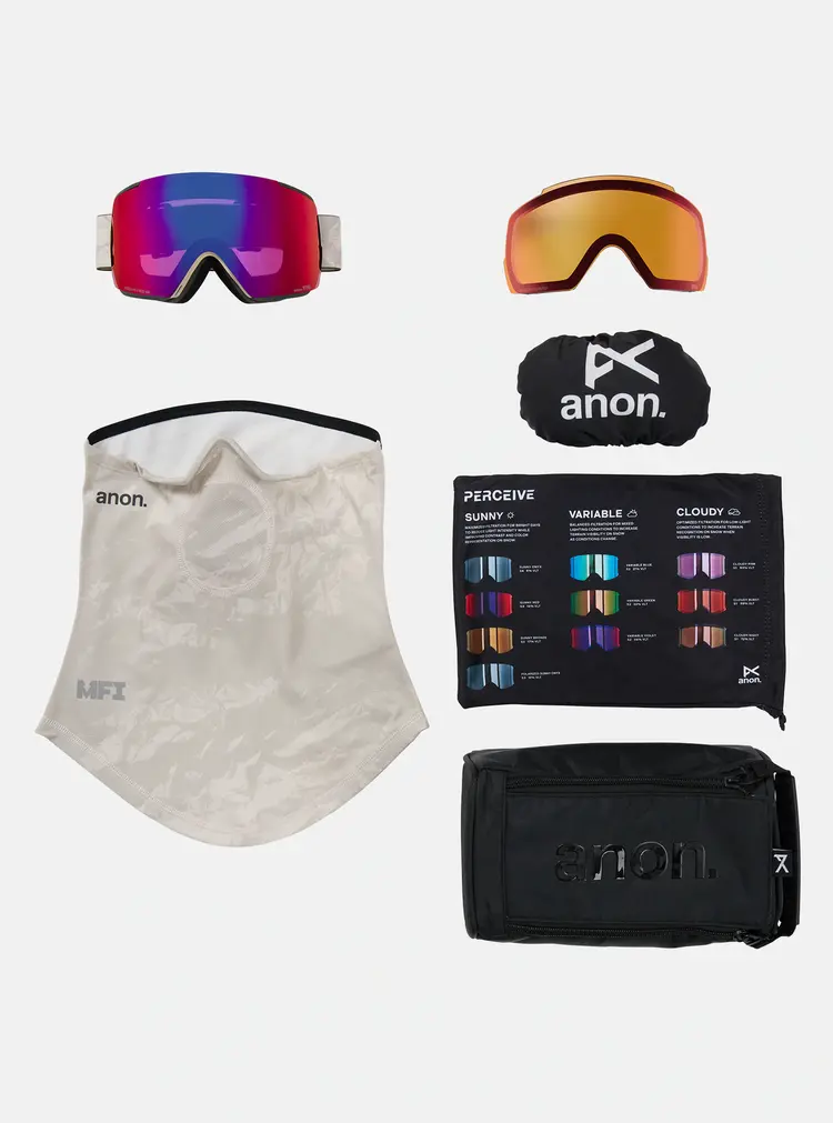 Anon M5S Goggles Bonus Lens MFI Face Mask | Sediment / Perceive Sunny Red