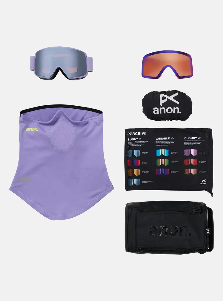 Anon M6S Goggles Cylindrical Bonus Lens MFI Face Mask | Hyper Lilac/Perceive Sunny Onyx