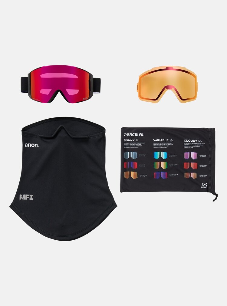 Anon Anon Sync Goggles Bonus Lens MFI Face Mask | Black/Perceive Sunny Red/Perceive Cloudy Burst