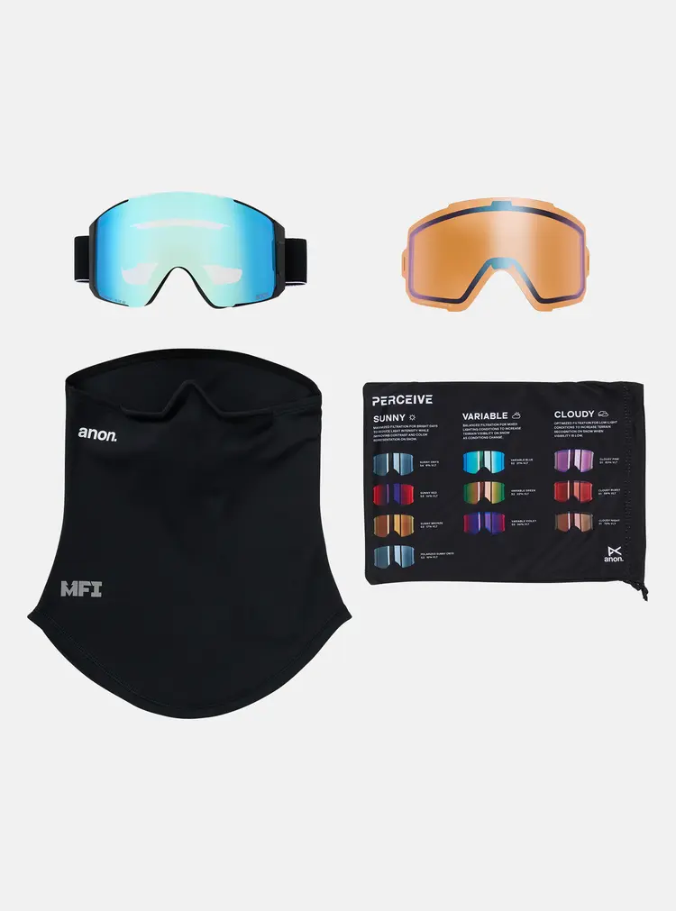 Anon Anon Sync Goggles Bonus Lens MFI Face Mask | Black/Perceive Variable Blue + Perceive Cloudy Pink