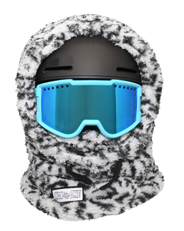 MDXONE Kids' Over The Helmet Balaclava Soft Plush | Snow Leopard