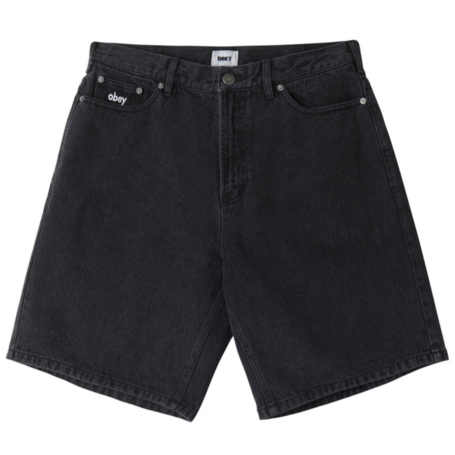 Obey Bigwig Baggy Denim Short | Faded Black - The Choice Shop