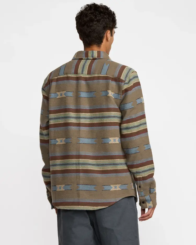 RVCA Dayshift Blanket Flannel Long Sleeve | Mushroom