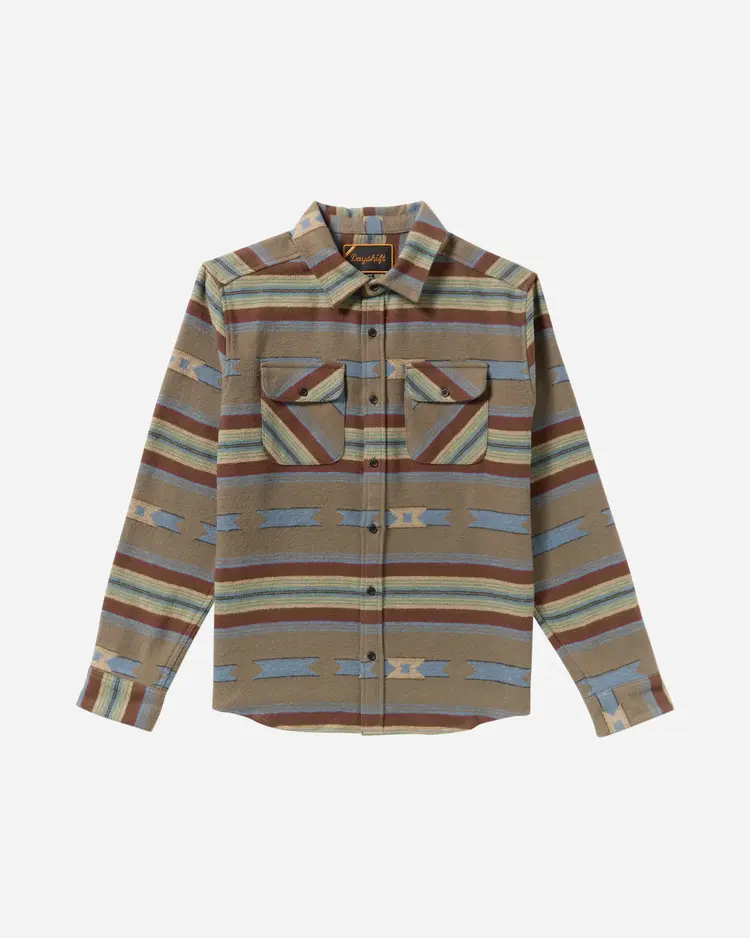 RVCA Dayshift Blanket Flannel Long Sleeve | Mushroom