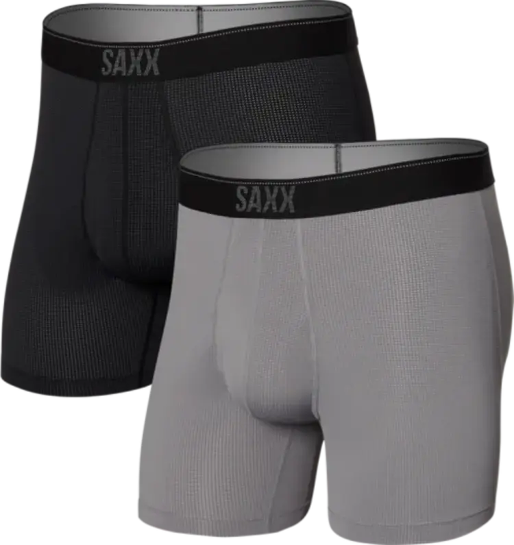 Saxx Quest Quick Dry Mesh Boxer Brief Fly 2Pk | Black/Dark Charcoal II
