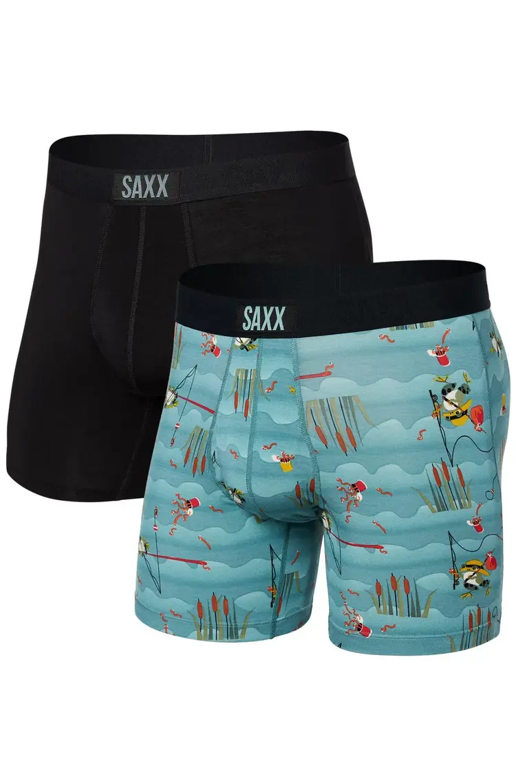 Saxx Saxx Ultra Super Soft Boxer Brief 2 Pack | Gone Fishing/Black