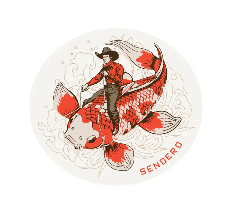 Sendero Provisions Co. Sendero Koi Bronc Fish Sticker | White