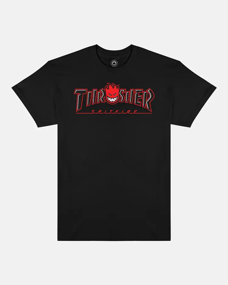 Thrasher X Spitfire Big Head Outline Tee | Black