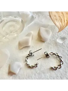 Pika & Bear Chain Link Hoop Earrings | Silver