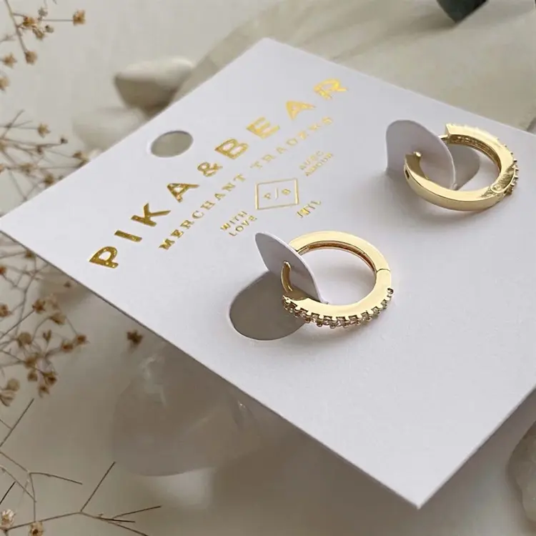 Pika & Bear Pika & Bear Wyst Rhinestone Encrusted Sleeper Hoop | Gold