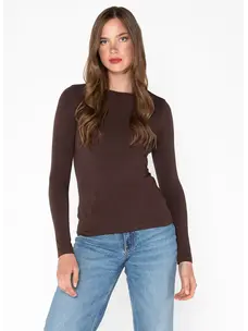 C'est Moi C'est Moi Women's Bamboo Long Sleeve Crew Neck Top One Size |  Brown