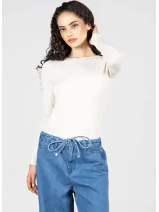C'est Moi Women's Bamboo Long Sleeve Crew Neck Top One Size |  Ivory