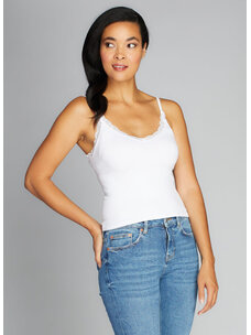 C'est Moi C'est Moi Bamboo Tank With Lace | White