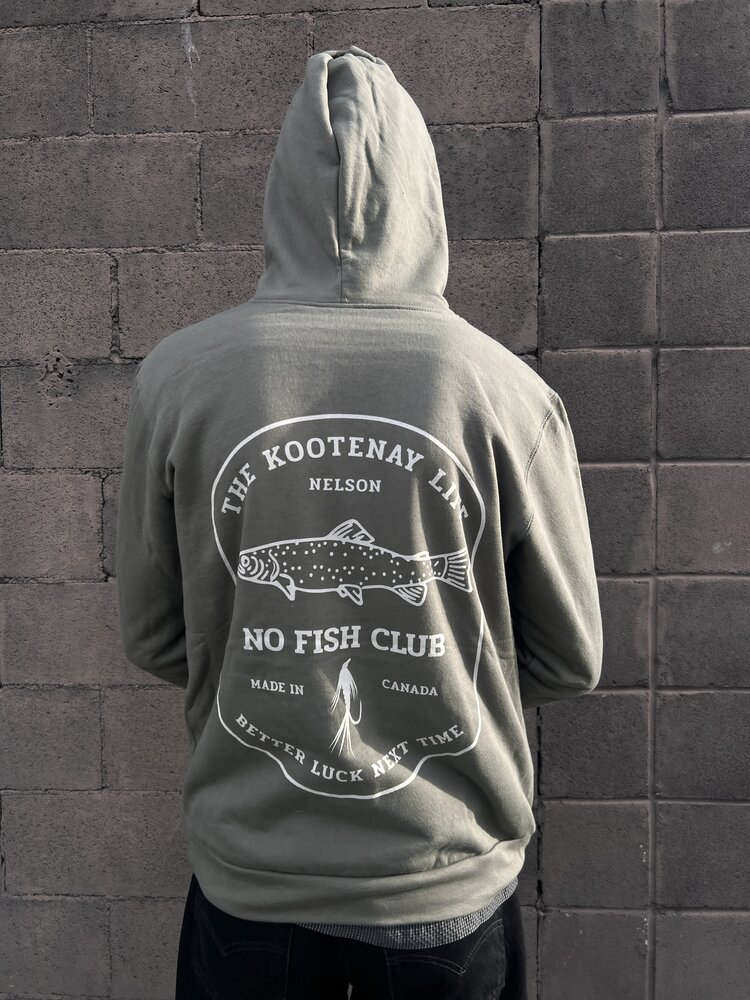 Kootenay Life No Fish Club Hood | Sage Grey