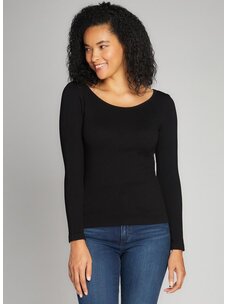 C'est Moi Seamless Rib Crew Neck Top | Black