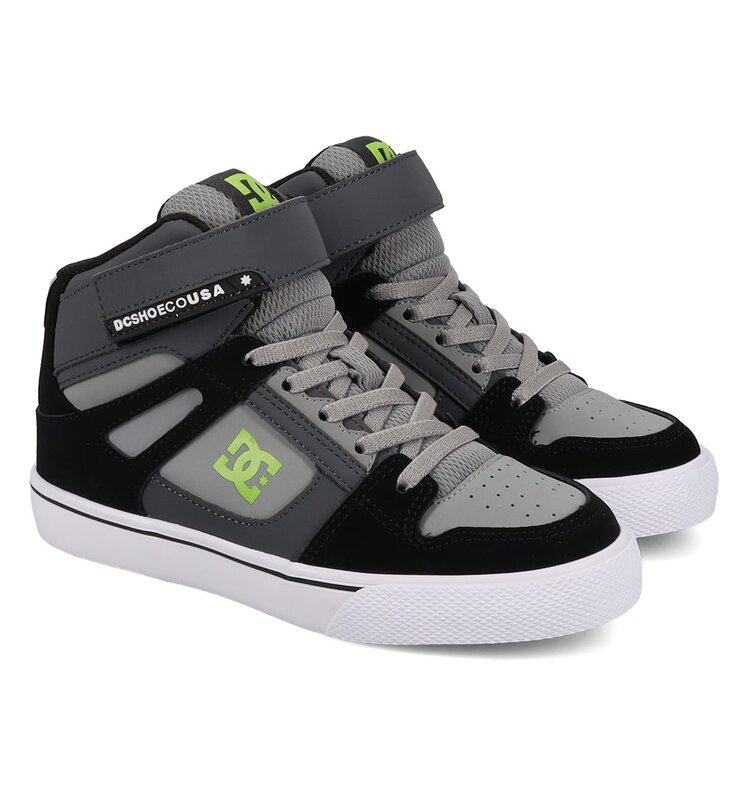 DC DC Kids' Pure Hi Top EV Skate Shoe | Grey/Black