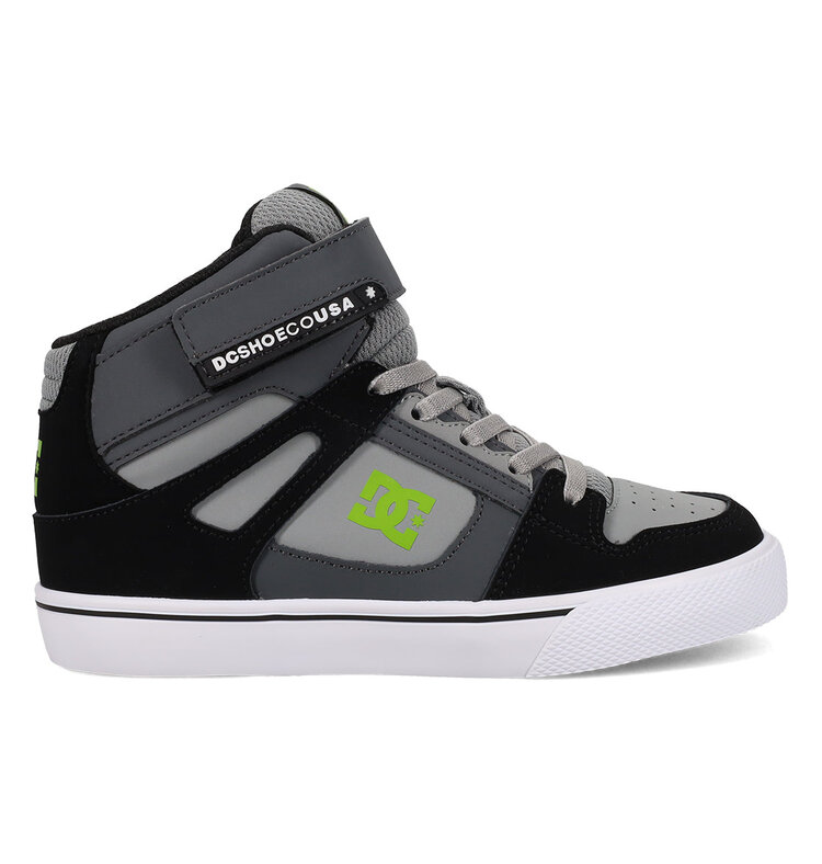 DC DC Kids' Pure Hi Top EV Skate Shoe | Grey/Black
