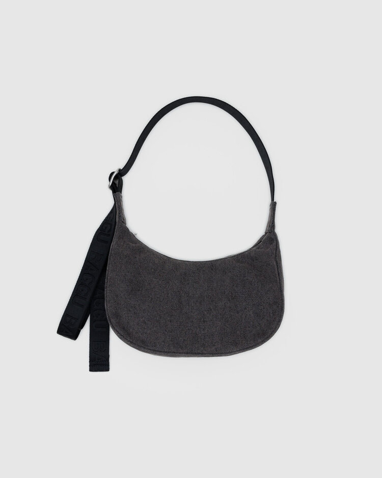 Baggu Baggu Small Denim Crescent Bag | Washed Black Denim
