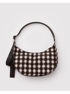 Baggu Baggu Medium Nylon Crescent Bag | Blurred Gingham Brown