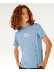 Rip Curl Ripcurl Icons Surflite Uv Short Sleeve Rash Vest Kids| Faded Denim