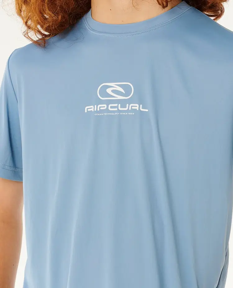 Rip Curl Icons Surflite UV Short Sleeve Rash Vest Kids| Faded Denim