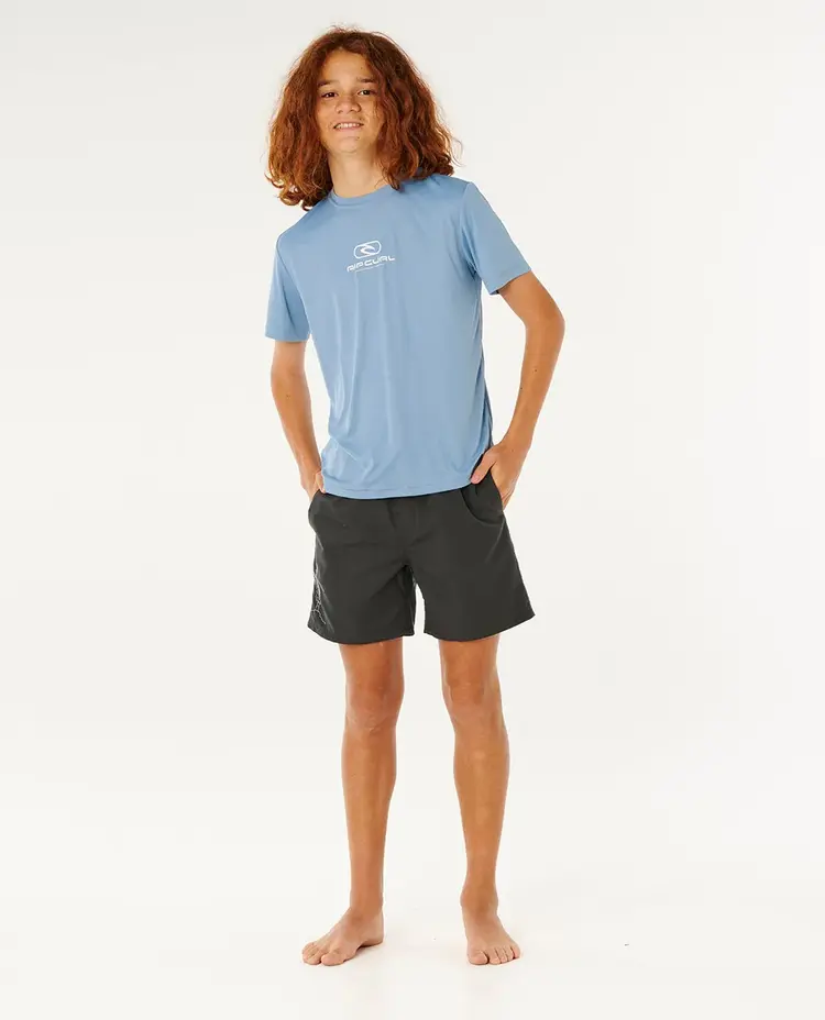 Rip Curl Icons Surflite UV Short Sleeve Rash Vest Kids| Faded Denim