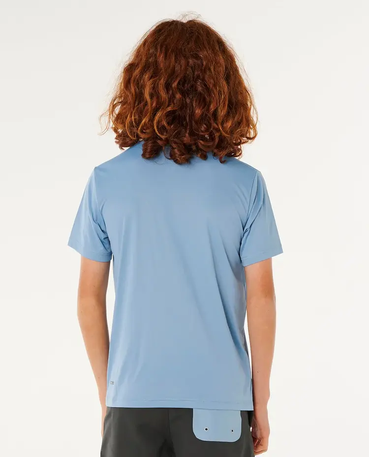 Rip Curl Icons Surflite UV Short Sleeve Rash Vest Kids| Faded Denim