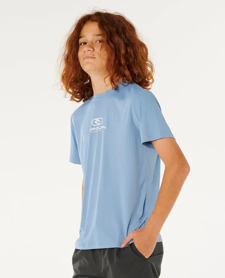 Rip Curl Icons Surflite UV Short Sleeve Rash Vest Kids| Faded Denim