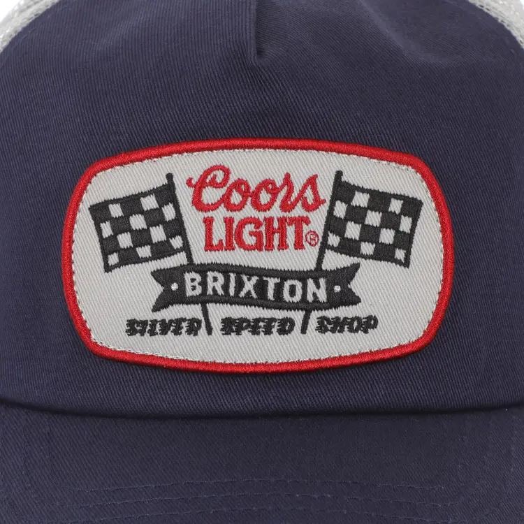Brixton Coors Light Pit Stop Medium Profile Trucker | Navy/silver
