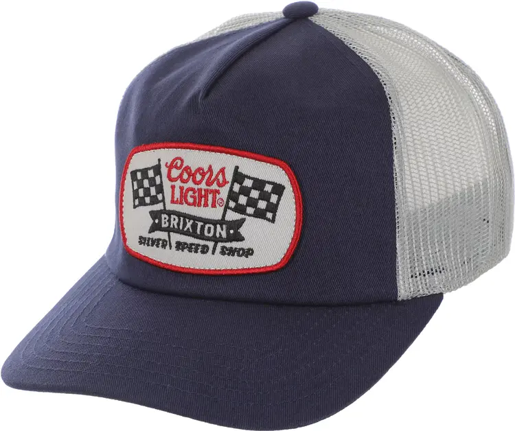 Brixton Coors Light Pit Stop Medium Profile Trucker | Navy/silver