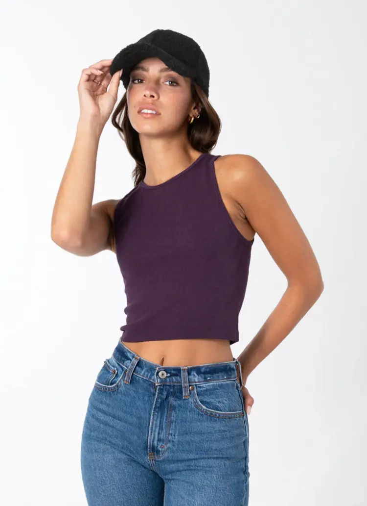 C'est Moi Cest Moi Bamboo Ribbed Tank | Plum One Size