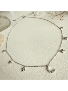 Pika & Bear Andromeda Stars & Moon Charm Necklace | Silver