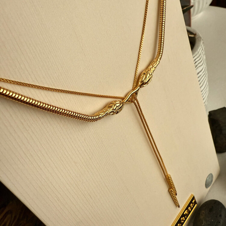 Pika & Bear Cenchoa Double Snake Layered Necklace | Gold