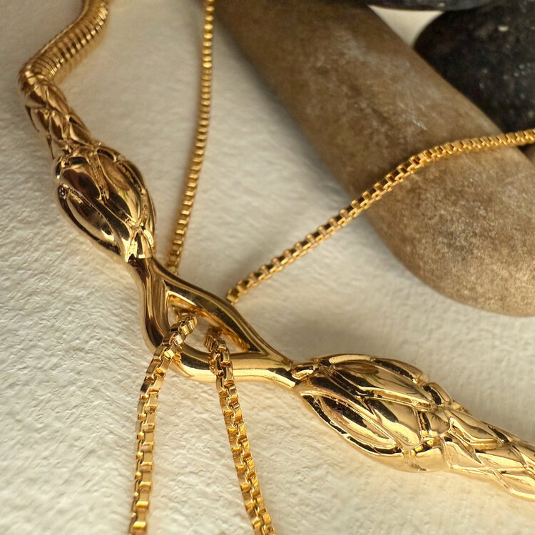 Pika & Bear Cenchoa Double Snake Layered Necklace | Gold