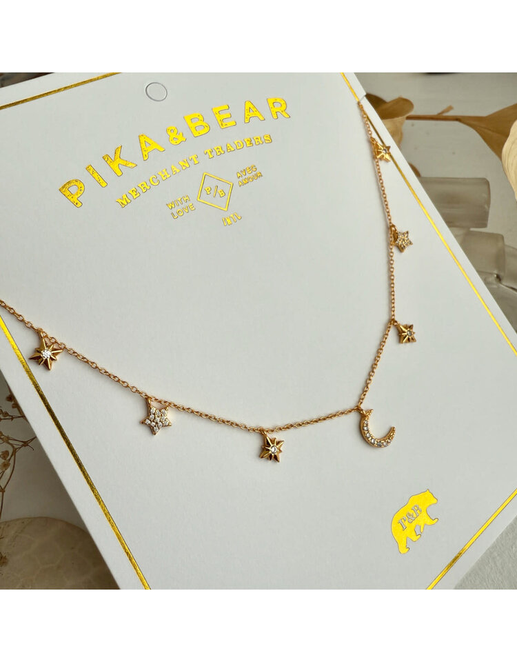 Pika & Bear Andromeda Stars & Moon Charm Necklace | Gold