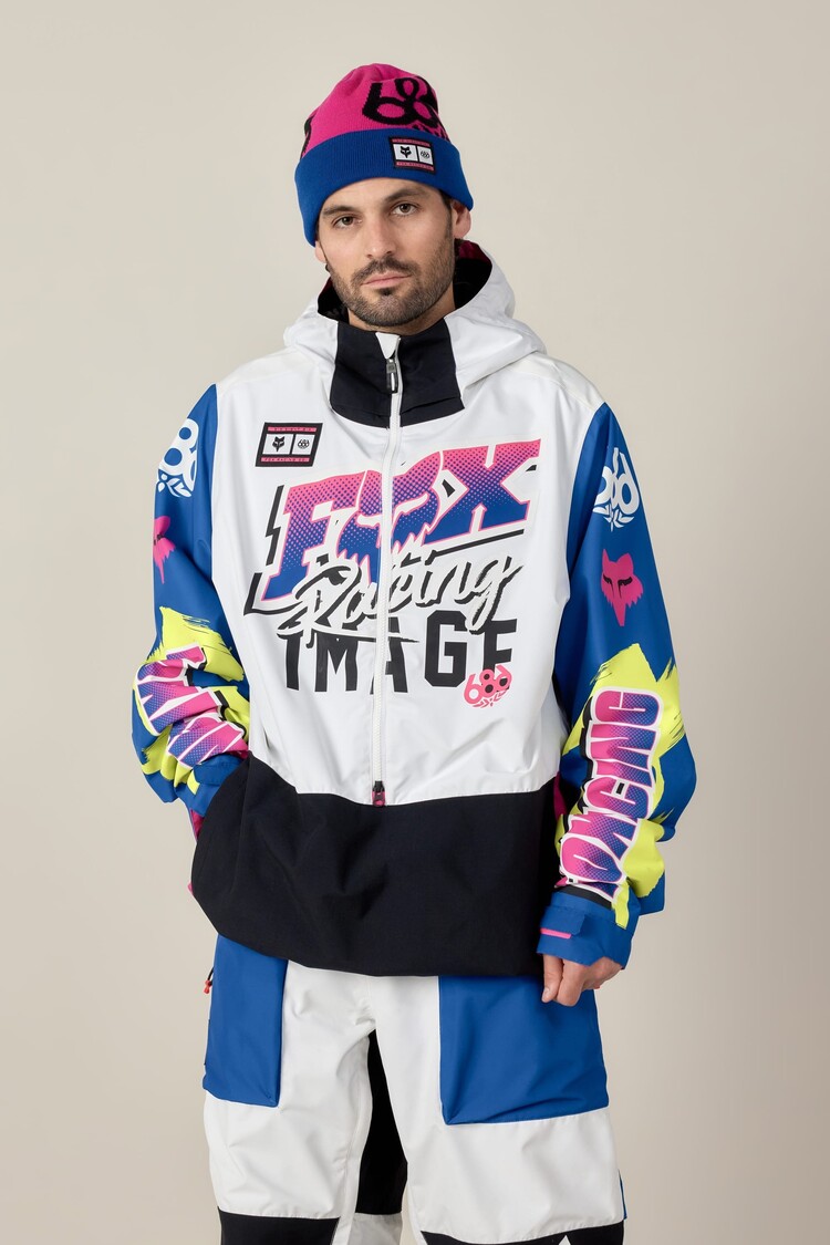 686 Technical Apparel Men's 686 Fox Racing Shell Anorak | Fox White Colorblock