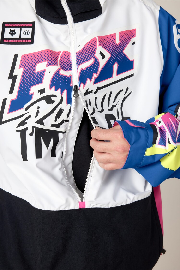 686 Technical Apparel Men's 686 Fox Racing Shell Anorak | Fox White Colorblock