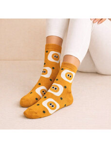 Pika & Bear Pika & Bear Fried Egg Pattern Crew Sock