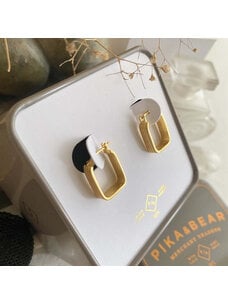 Pika & Bear Pika & Bear Tuscan 10Mm Textured Rectangle Hoop Earrings | Gold