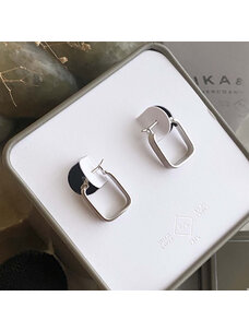 Pika & Bear Tuscan 10Mm Textured Rectangle Hoop Earrings | Silver