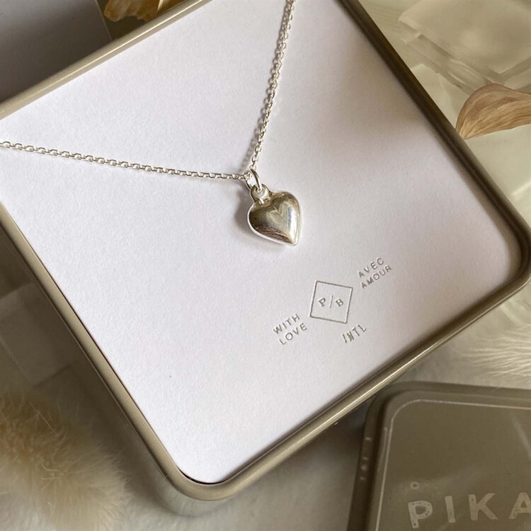 Pika & Bear Adore Tiny Heart Charm Necklace |Sterling Silver