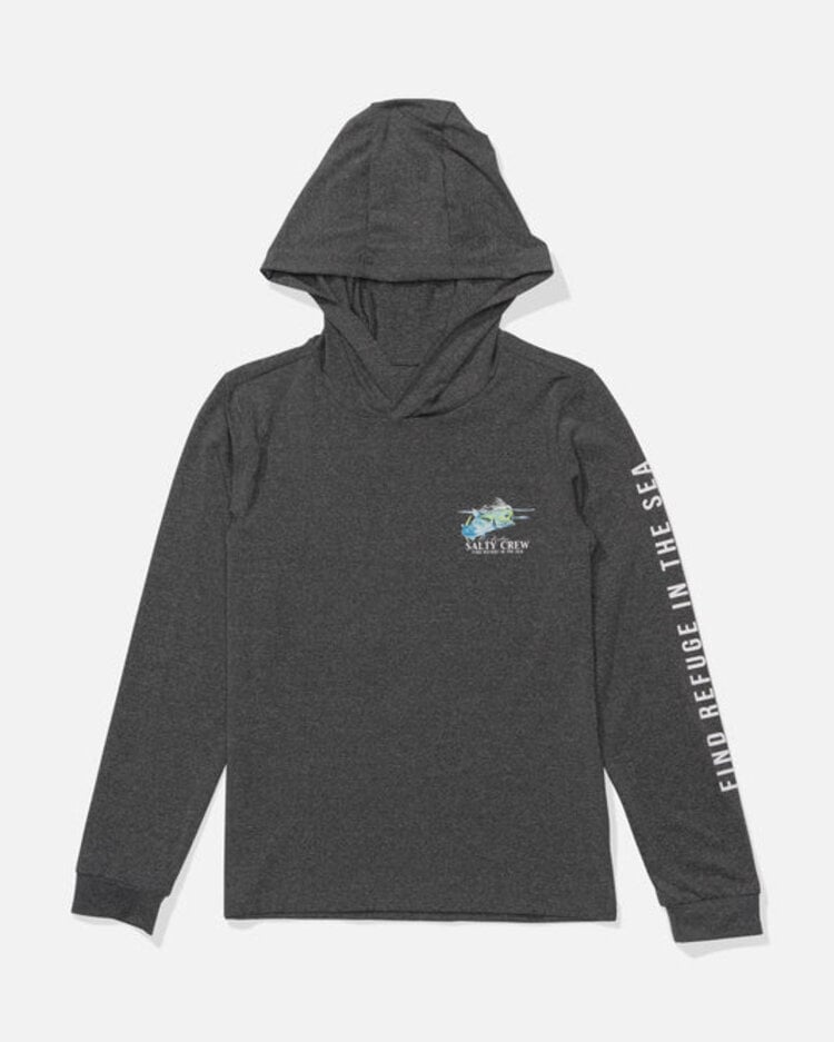 Salty Crew Surface Boys Hood Sunshirt | Charcoal Heather