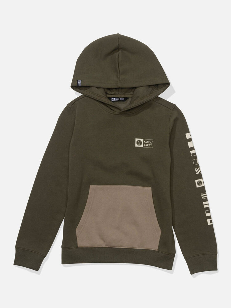 Salty Crew Salty Crew Alpha Clr Blck Boy Fleece | Olive Stone