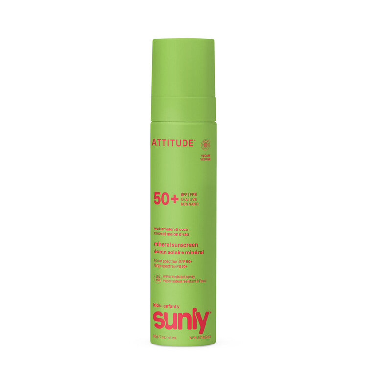 Attitude Kids' Face & Body Sunscreen Spray SPF 50 | Watermelon & Coco