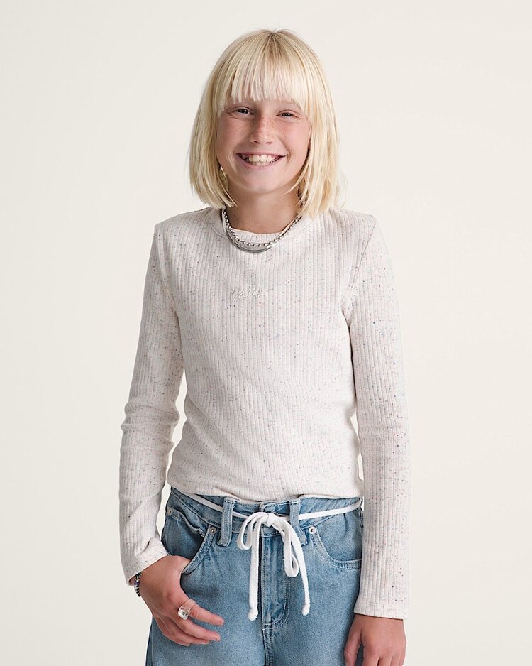 Vans Girl's Teri Confetti Rib Long Sleeve | Marshmallow