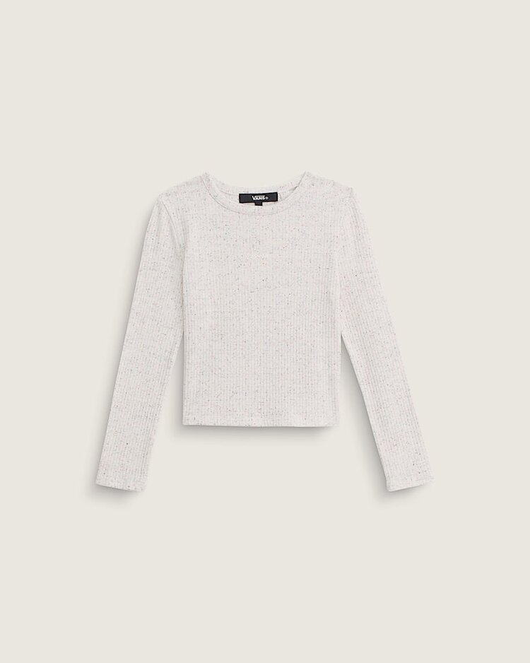 Vans Girl's Teri Confetti Rib Long Sleeve | Marshmallow