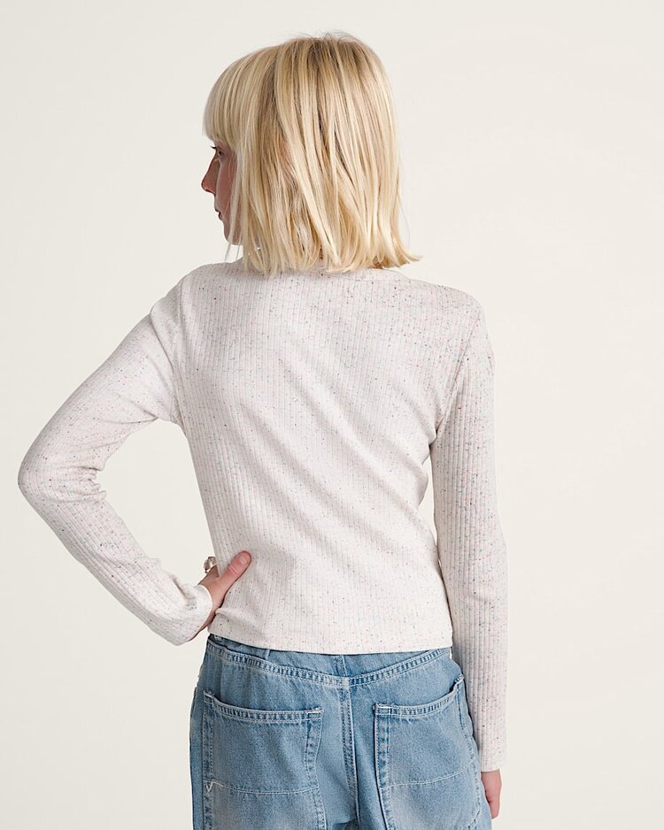 Vans Girl's Teri Confetti Rib Long Sleeve | Marshmallow