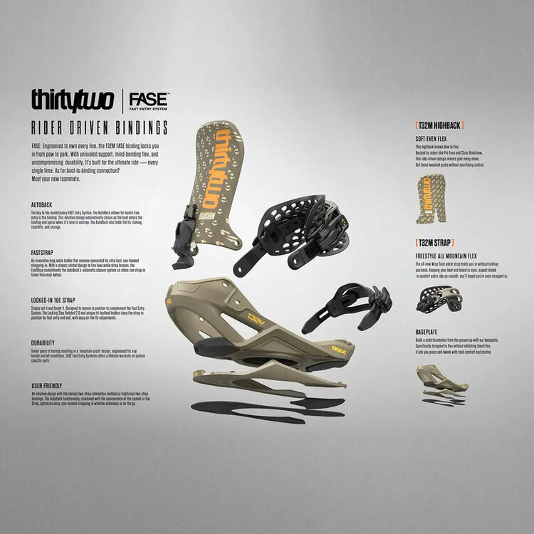 ThirtyTwo Men's T32M Fase 2026 Snowboard Bindings | Black