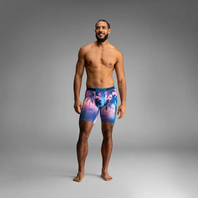 BN3TH BN3TH Pro Flex Max Boxer Brief | Smokey Palms-Blue Lolite